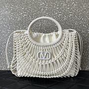 Valentino Allknots Woven Leather Shopper White - 38x34x7cm - 1
