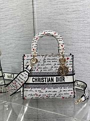 Medium Dioramour Lady D-Lite Bag White fabric-24 x 21 x 12 cm - 1