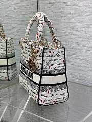 Medium Dioramour Lady D-Lite Bag White fabric-24 x 21 x 12 cm - 3