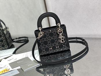 Dior Mini Lady Bag With Diamond Black-17cm
