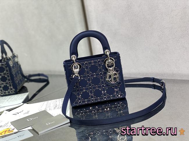 Dior Mini Lady Bag With Diamond Blue-17cm - 1