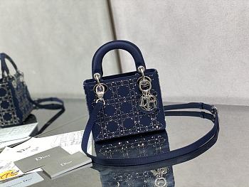 Dior Mini Lady Bag With Diamond Blue-17cm