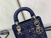 Dior Mini Lady Bag With Diamond Blue-17cm - 3