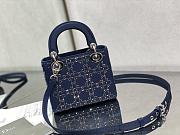 Dior Mini Lady Bag With Diamond Blue-17cm - 4