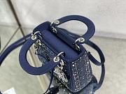 Dior Mini Lady Bag With Diamond Blue-17cm - 2