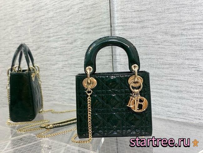 Dior Mini Lady Dior Bag In Patent Leather Green-17cm - 1