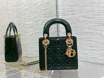 Dior Mini Lady Dior Bag In Patent Leather Green-17cm
