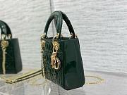 Dior Mini Lady Dior Bag In Patent Leather Green-17cm - 3