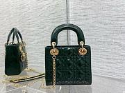 Dior Mini Lady Dior Bag In Patent Leather Green-17cm - 4