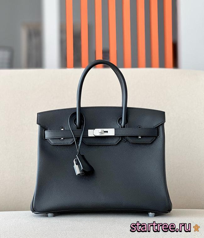 Hermes Birkin 30 Black with Sliver Hardware - 1