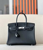 Hermes Birkin 30 Black with Sliver Hardware - 1
