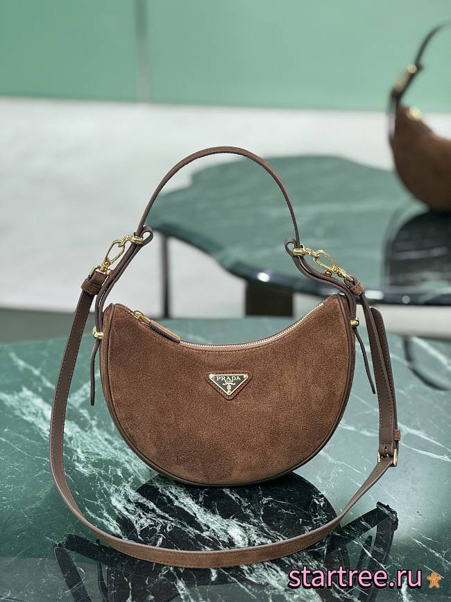 Prada Arqué Suede Shoulder Bag-22.5x18.5x6.5cm - 1