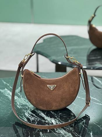 Prada Arqué Suede Shoulder Bag-22.5x18.5x6.5cm