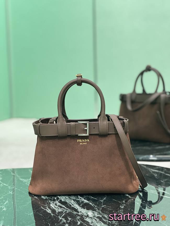 Prada Buckle Suede Bag With Belt-32*23*11CM - 1