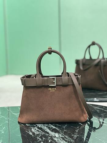 Prada Buckle Suede Bag With Belt-32*23*11CM