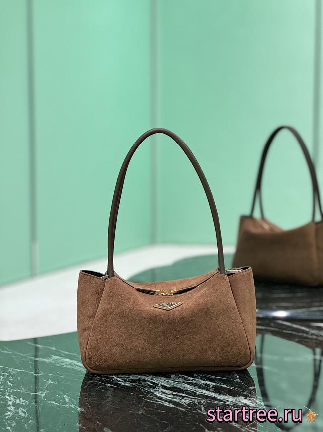 Prada Medium Suede Shoulder Bag-28x18x11cm - 1