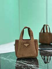 Prada Triangle Logo Suede Tote Bag-15.5×18×10cm - 1