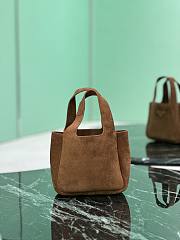 Prada Triangle Logo Suede Tote Bag-15.5×18×10cm - 3
