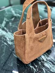 Prada Triangle Logo Suede Tote Bag-15.5×18×10cm - 4