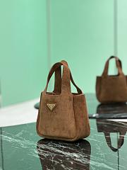 Prada Triangle Logo Suede Tote Bag-15.5×18×10cm - 5