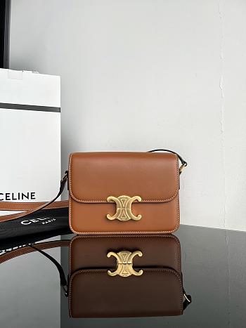 Celine Teen Triomphe Box Leather Brown-18.5*14*6cm