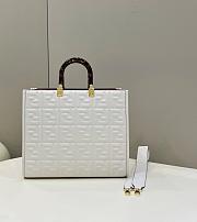 Fendi Sunshine Medium White Leather Shopper Tote Bag-35*17*31 - 1