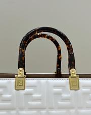 Fendi Sunshine Medium White Leather Shopper Tote Bag-35*17*31 - 3