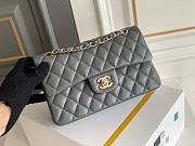 Chanel Classic Flap Bag Caviar Leather Gold Hardware Gray-23cm - 5