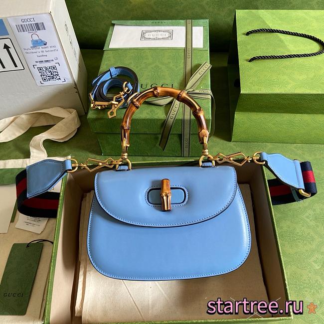 Gucci Bamboo Small Handbag Blue 675797-21cm - 1
