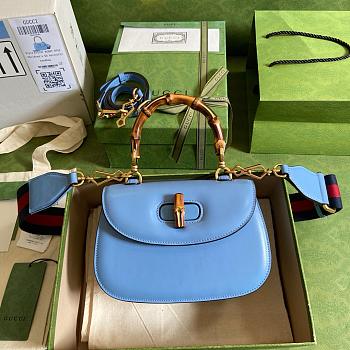 Gucci Bamboo Small Handbag Blue 675797-21cm