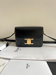 CELINE Shiny Calfskin MediumTriomphe Black-22*16*8cm - 1