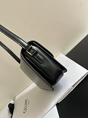 CELINE Shiny Calfskin MediumTriomphe Black-22*16*8cm - 4