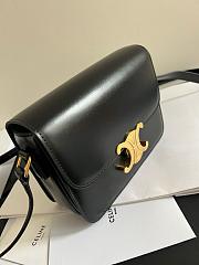 CELINE Shiny Calfskin MediumTriomphe Black-22*16*8cm - 3
