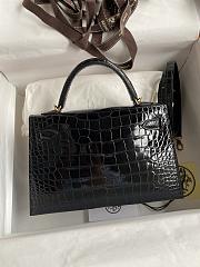 Hermes Kelly 19 In Crocodile Skin Black - 5