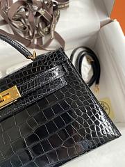 Hermes Kelly 19 In Crocodile Skin Black - 3
