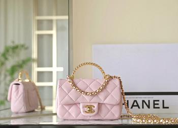 Chanel Mini Flap Bag With Top Handle AS4847 Pink - 12 × 19 × 6 cm