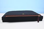 Classic Zipped Pouch Grained shiny calfskin & gold-tone metal black-28*20*1CM - 3