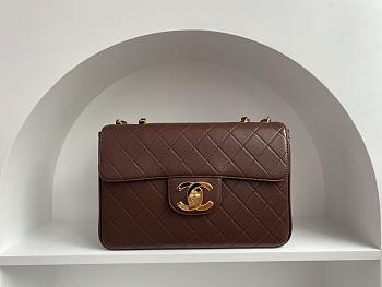 CHANEL | Vintage Brown Quilted Lambskin Flap Bag - 30x21x8cm