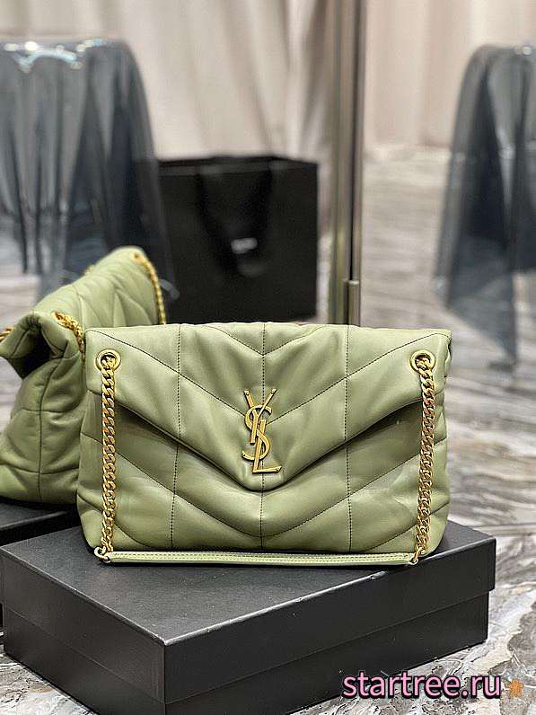 YSL Saint Lauren Loulou Puffer Bag Green 35cm - 1