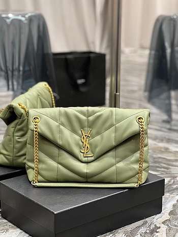 YSL Saint Lauren Loulou Puffer Bag Green 35cm