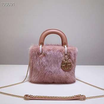 Christian Lady Dior Mini Bag Pink-17cm*15cm*5cm
