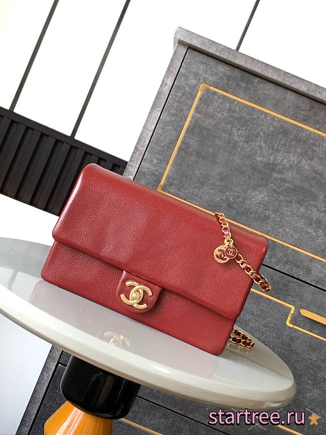 Chanel Small Flap Bag Grained Shiny Calfskin & Gold-Tone Metal -22x13x7cm - 1