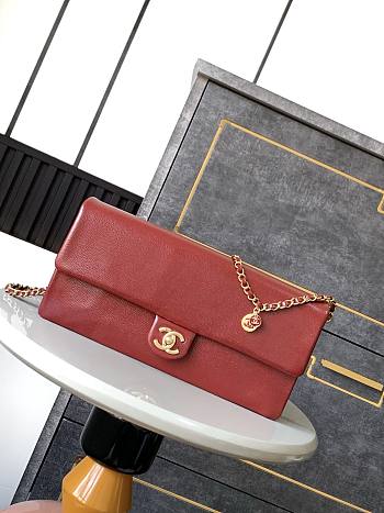 Chanel Small Flap Bag Grained Shiny Calfskin & Gold-Tone Metal -16x33x5cm