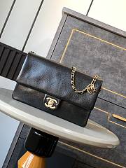 Chanel Small Flap Bag Grained Shiny Calfskin & Gold-Tone Metal Black-22x13x7cm - 1