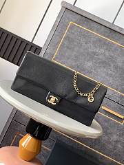 Chanel Small Flap Bag Grained Shiny Calfskin & Gold-Tone Metal Black-16x33x5cm - 1