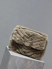 YSL Saint Laurent Calfskin Shearling Monogram Medium Niki Chain Satchel Grey-28*20*8.5cm - 1