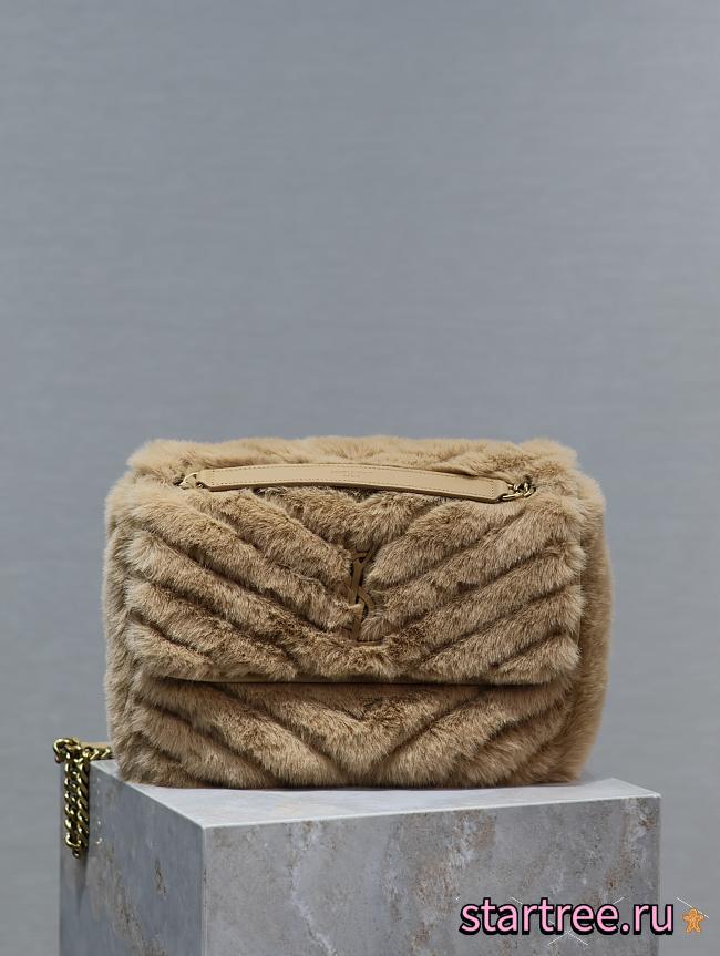 YSL Saint Laurent Calfskin Shearling Monogram Medium Niki Chain Satchel -28*20*8.5cm - 1