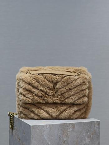 YSL Saint Laurent Calfskin Shearling Monogram Medium Niki Chain Satchel -28*20*8.5cm