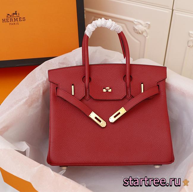 Hermes 25 Birkin Bag Red In Tagon leather - 1