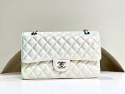 Chanel Medium Classic Flap In White Shiny Lambskin Leather-25cm - 1